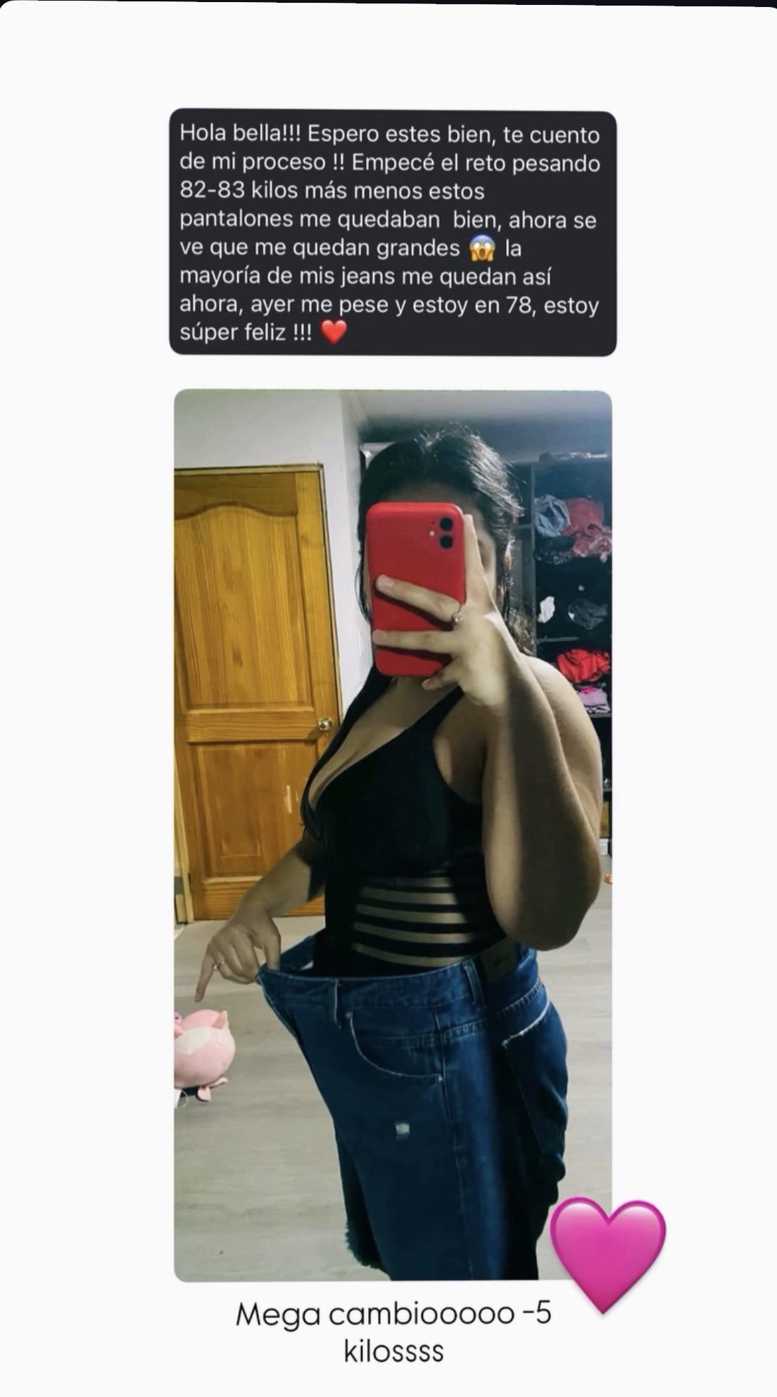 Mega cambio -5 kilos, los jeans le quedan grandes
