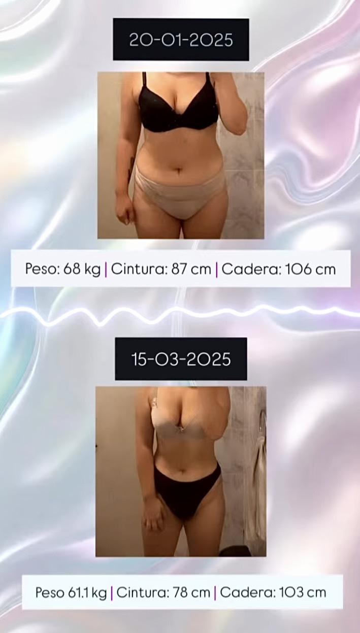 Medidas reales: -7 kg, -9 cm cintura en 2 meses